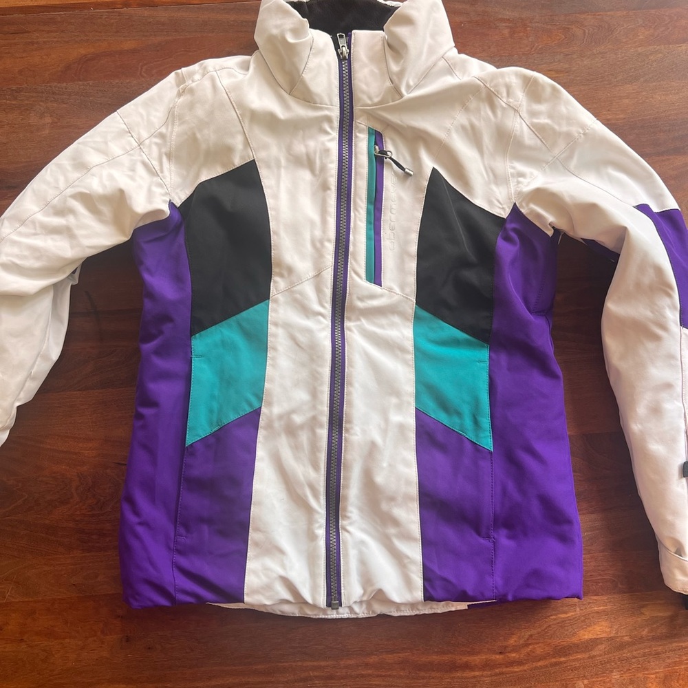 Girls’ Obermeyer Ski Jacket - White, Purple, Black, Teal